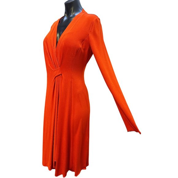 Armani Collezioni Red Long-Sleeve Faux Wrap Dress Size 8 - Picture 6 of 9